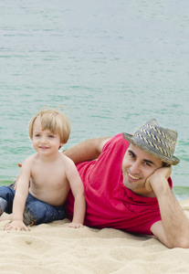 father and son on beach 32199118 father and son on beach 32199118